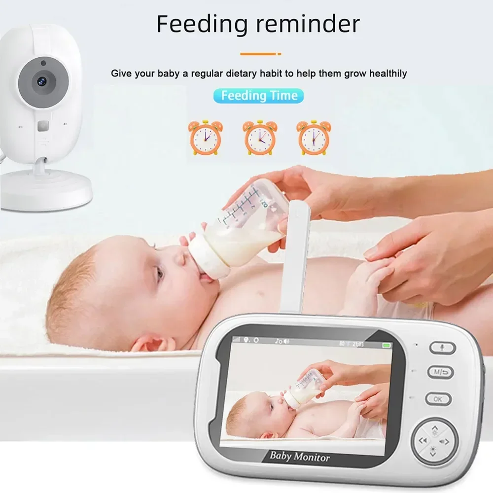 3.5 inch Wireless Video Baby Monitor Night Vision Temperature Monitoring Two-Way Audio Talk Baby Nanny Indoor Security Camera view 2