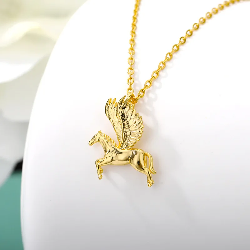 Fashion Cartoon Pegasus Pendant Necklace For Women Gold Color Stainless Steel Chain Adjustable Necklace Wedding Jewelry Gift New