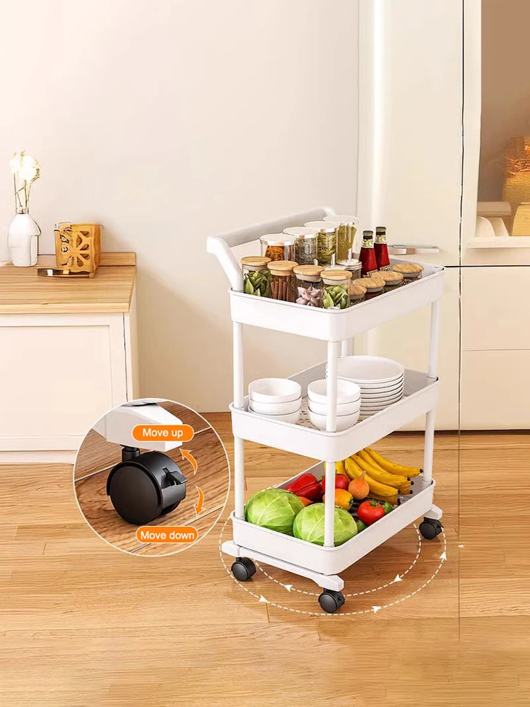 

1 Household Cart Storage Rack, 3 Layers Of Wheeled Storage Rack, Kitchen, Bathroom, Living Room,, Storage Supplies