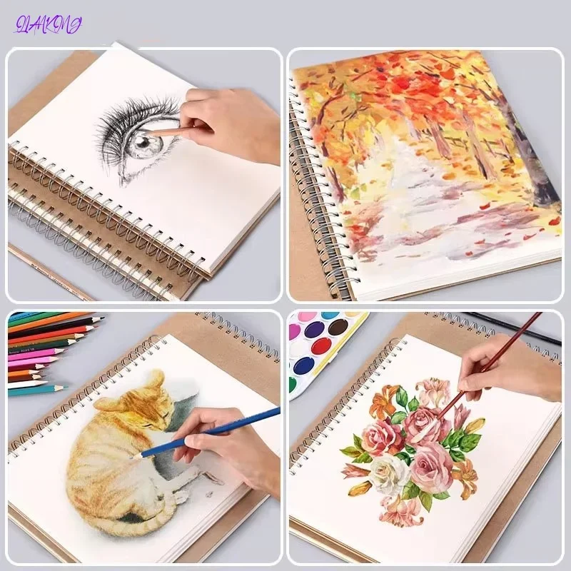 

QIANKONG Spiral Bound Sketch Book Pad Acid Free Painting Writing Paper for Kids Adults Beginners sketchbook for drawing notebook