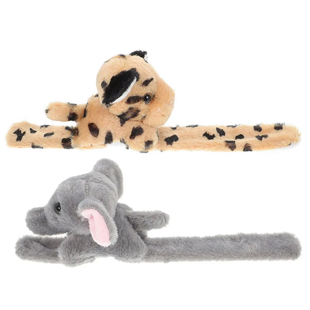 

2pcs Simulated Animal Bracelet Slap Band Wristband Jungle Party Favors Animal Theme Party Supplies Cartoon Snap Bracelet For