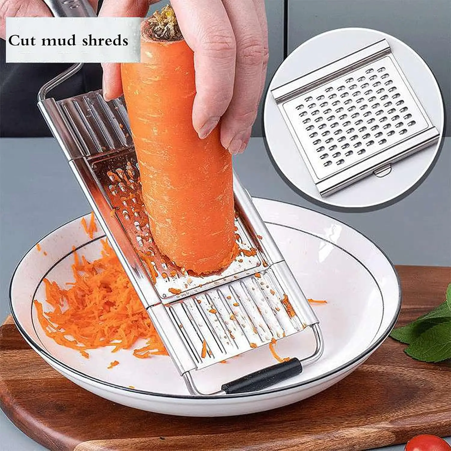 Handheld Food Grater,Professional Zester Slicing Set with 4 Interchangeable Blades for Lime,Cheese,Garlic,Ginger,Chocolate,Vegetable,Fruits view 6