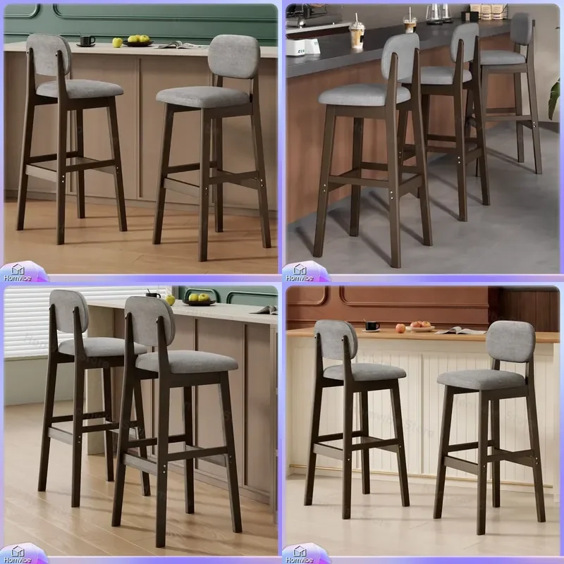 Stackable Bar Stools with Backrest Modern Simple Light Luxury High Chair for Front Desk Dining Home Internet Celebrity Style