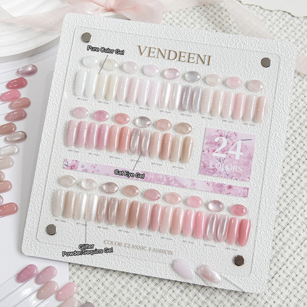 Vendeeni 24 Farben Hochpigmentiertes Gel-Nagellack-Set UV-Reinfarben-Glitzer-Gel Magnetisches Katzenaugen-Gel mit Display – Detail 34