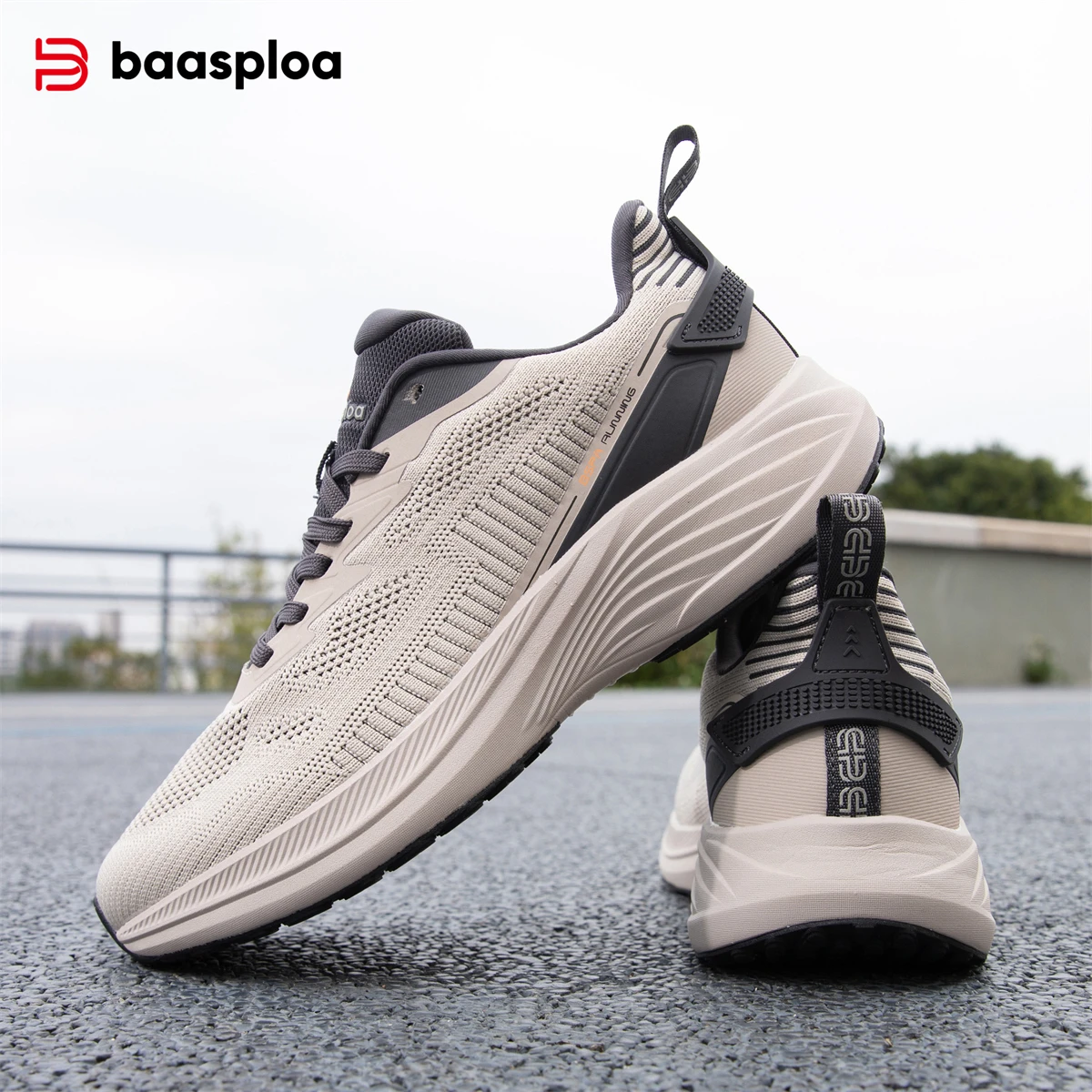 

Baasploa Men Running Shoes New Outdoor Lightweight Non-slip Sneakers Male Lace-up Mesh Breathable Sports Shoes Wear Resistant