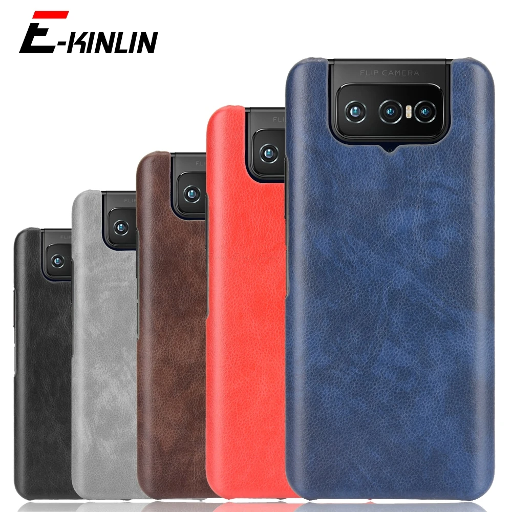 Retro Litchi Texture PU Leather Phone Case For Asus ZenFone 8Z 8 Flip 7 Pro ZS590KS ZS670KS ZS671KS ZS672KS Hard PC Back Cover