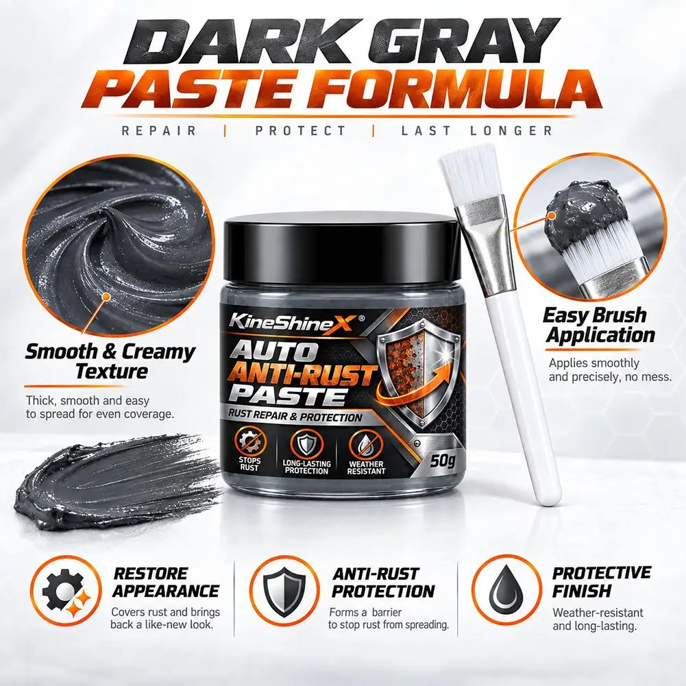 Auto Anti-Rust Paste Metal Cream Rust Remover Fast Acting Polishing Paste with Application Brush Car Metal Rust Remover