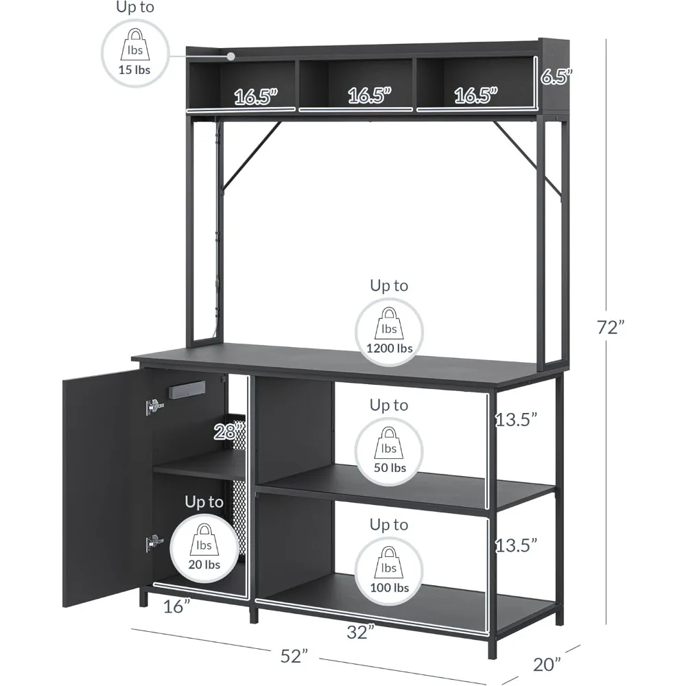 55-90 Gallon Aquarium Stand with LED Lights, Fluted Cabinet For Fish Tank Accessories Storage, Heavy Duty Metal