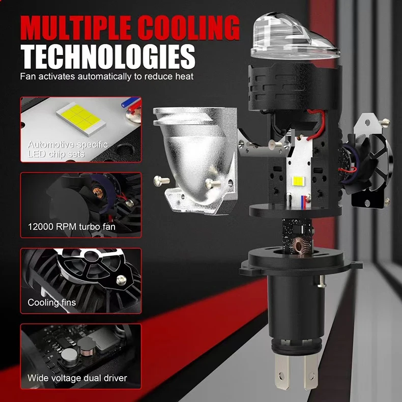 H4 Bi LED Projector Car Headlight Bulbs CANBUS Turbo Auto Bulb H4 High Low Beam Fog Lamp Plug&Play 12V 24V