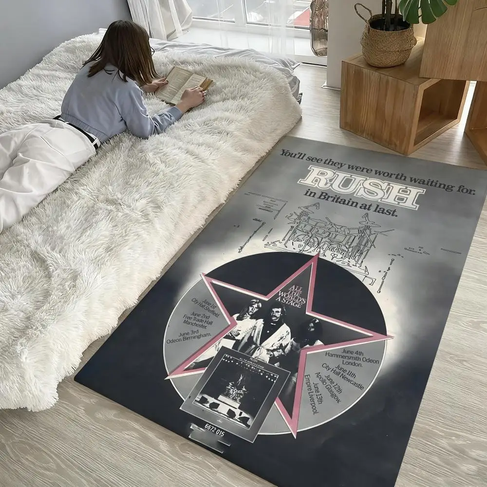 cool Rock Band-r-Rushs Floor Mat Soft Thickened Non-Slip Door Mat for Living Room Home Decor Flannel Rugs