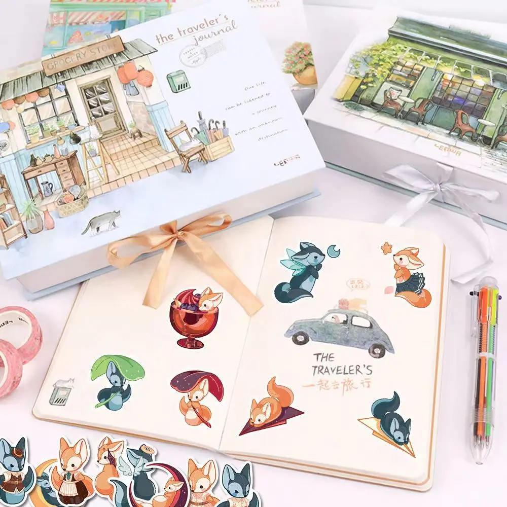 น่ารักการ์ตูน Little Fox Graffiti สติกเกอร์เด็กสติ๊กเกอร์เครื่องเขียน DIY โทรศัพท์กรณีโน้ตบุ๊คสติ๊กเกอร์ตกแต่ง Decals สติกเกอร์