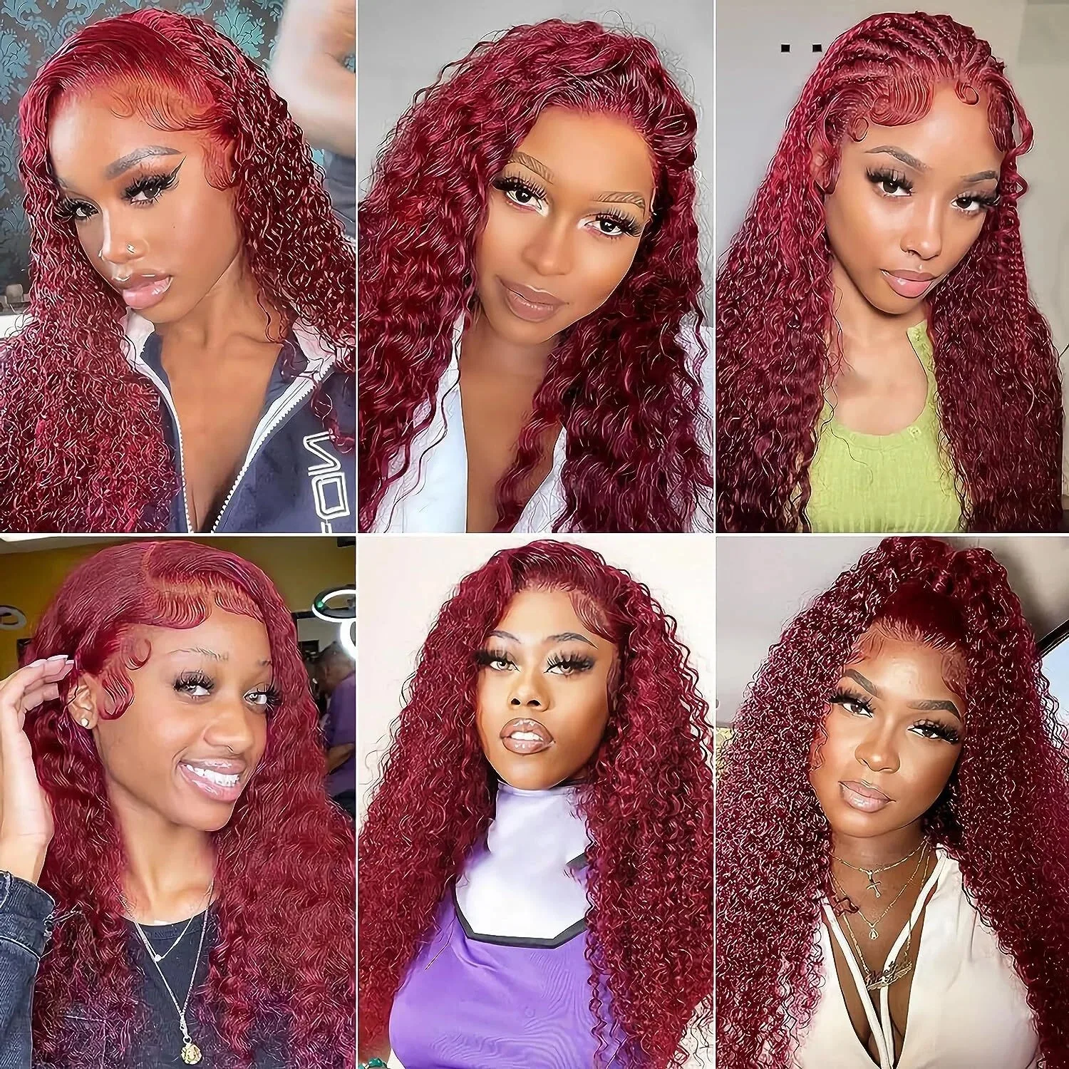 30 40 Inch Burgundy 99j Deep Wave Lace Frontal Wig Curly Human Hair Wigs 250% Density 13x4 13x6 HD Lace Front Human Hair Wigs image 5