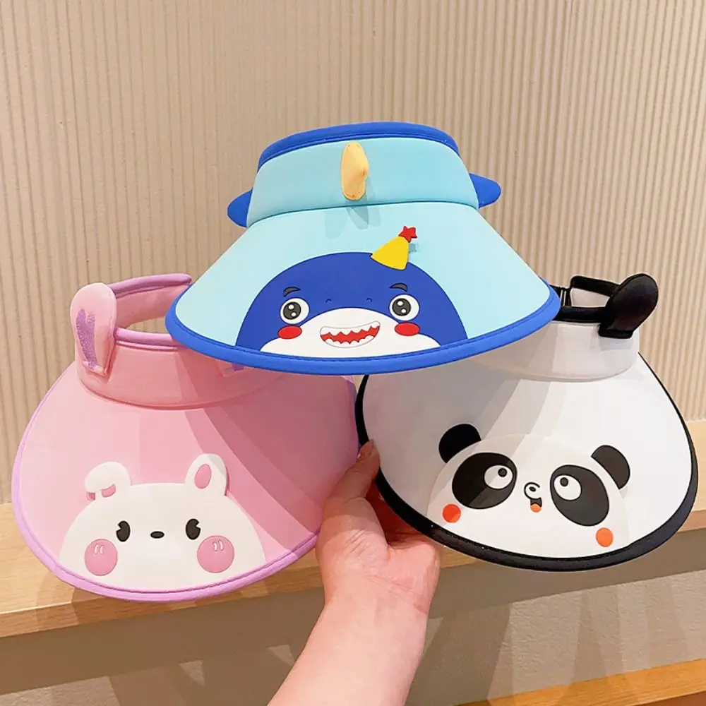 

Portable Design Wide Brim Sun Hat Foldable Adjustable Sun Visor Cartoon Design UV Protection Sun Cap Primary School