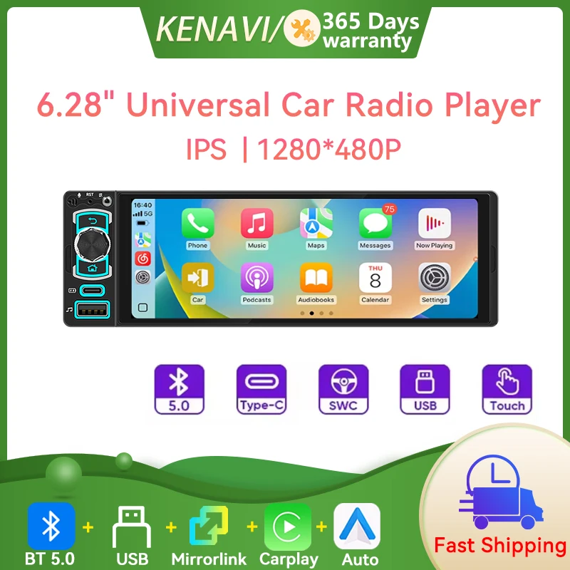 kenavi-autoradio-1din-con-schermo-ips-carplay-wireless-android-auto-airplay-lettore-mp5-stereo-bluetooth-fm-type-c-pd30-ricarica-rapida