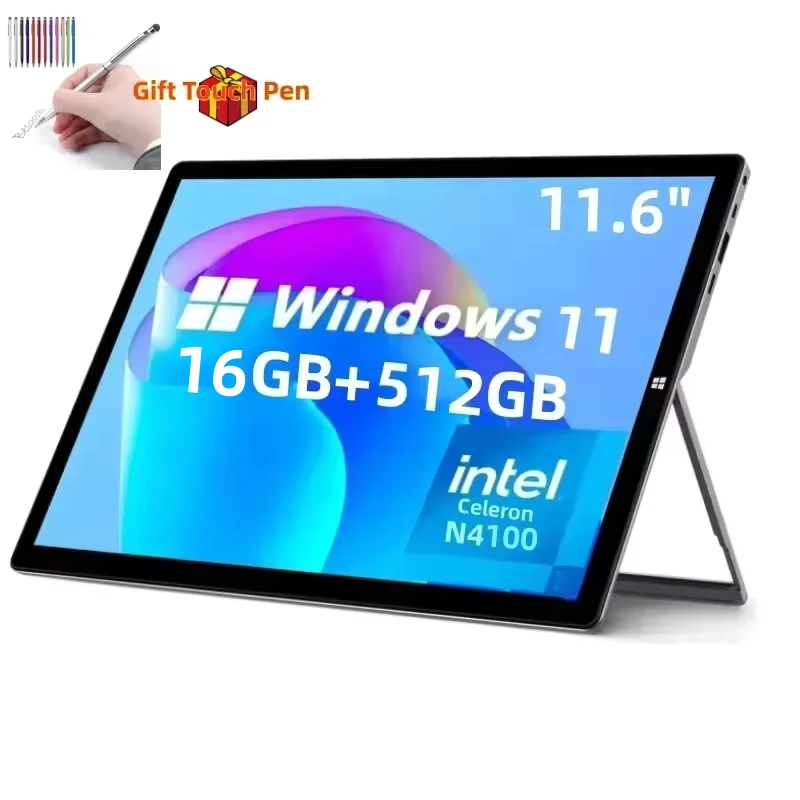 8GB RAM 512GB SSD ROM 11.6 بوصة Windows 11 الكمبيوتر اللوحي معالج Intel Celeron N4100 CPU 1920 x 1080 بكسل 2 x USB 3.0 Port Type-C