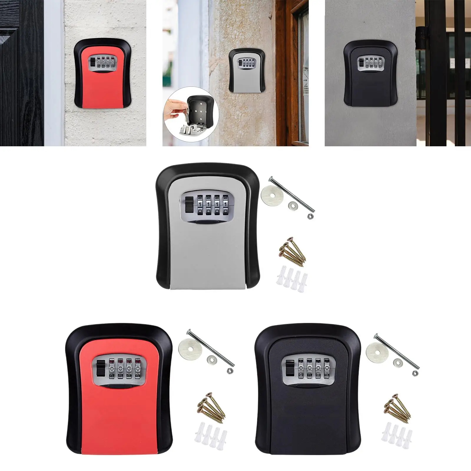 Outdoor Key Storage Lock Box 4 Digit Combination for Home Garden