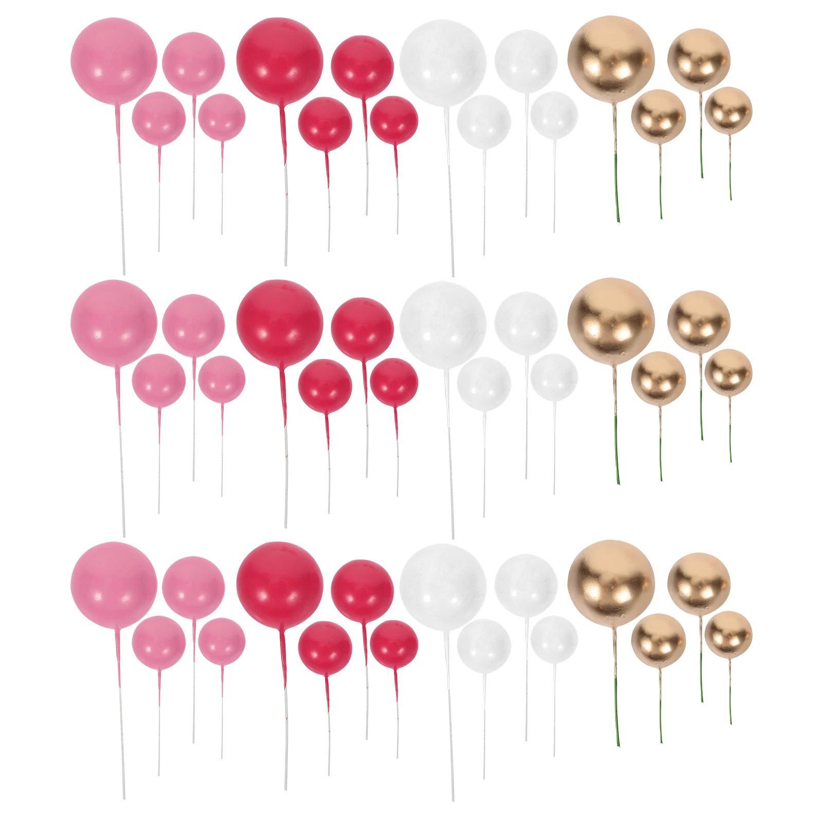 

80pcs Cake Decorations Foam Toppers 2cm 25cm 3cm 4cm Gold White Rose Birthday Party Supplies Balloon Cupcake