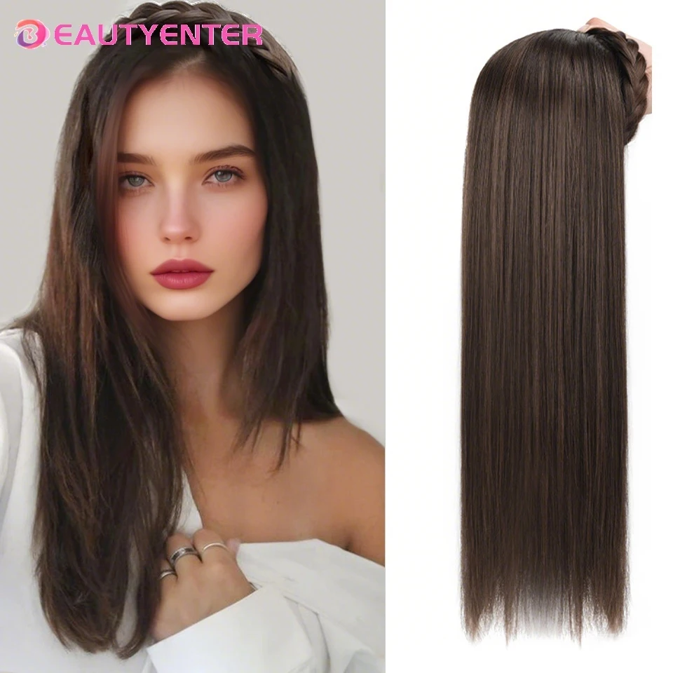 

Straight braided headband Headband Wigs For Black Women Straight Synthetic Silky Hair Wigs For Daily Party Use