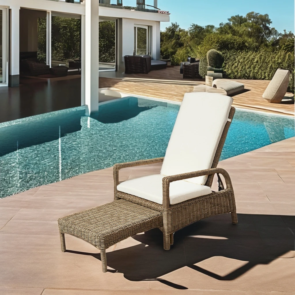 Outdoor Leisure Aluminum Swimming Pool Folding Chaise Lounge Chair Rattan Wickler Beach Lounger Daybed Sunbed for Hotels