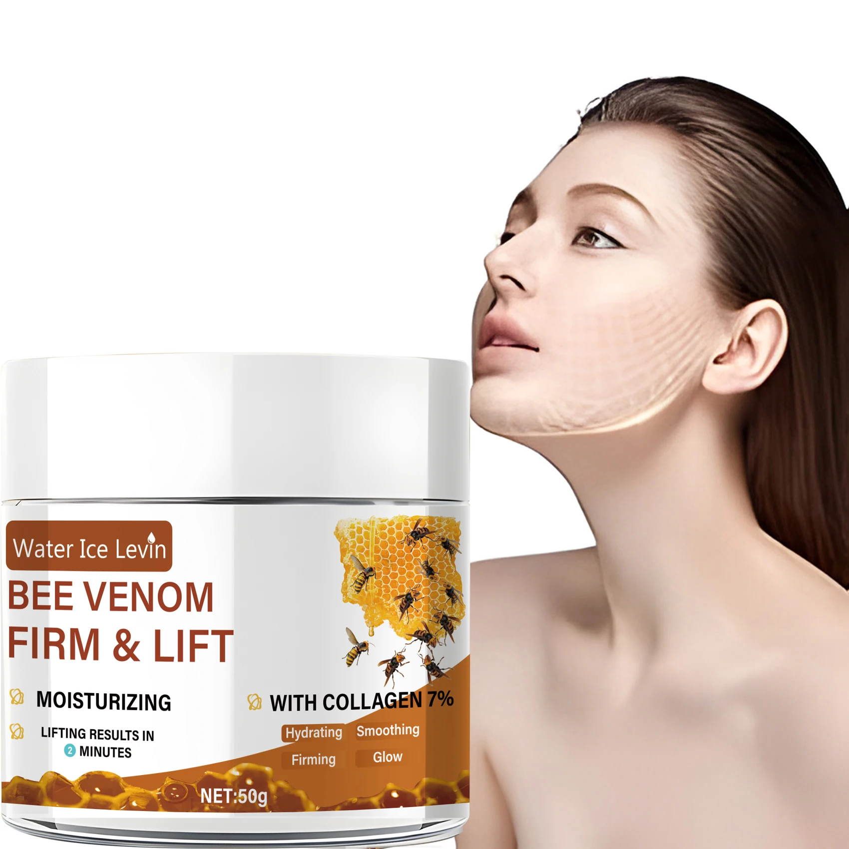 Bee Vemon Instant Facial Lifting Cream 50g |   Smooth |   Types of Face and Neck Creams, Containing Retinol and Collagen, Alcohol-Free.