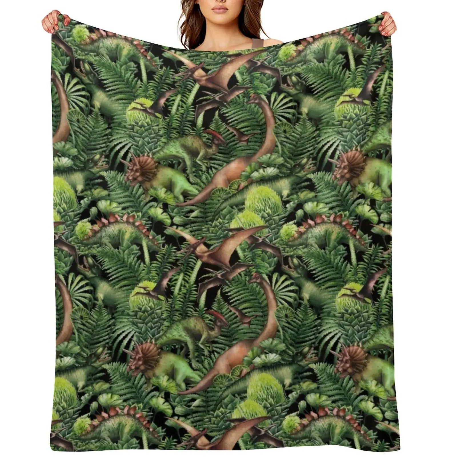 

Watercolor Dinosaurs Throw Blanket Bed Fashionable Sofa Throw for babies anime Blankets