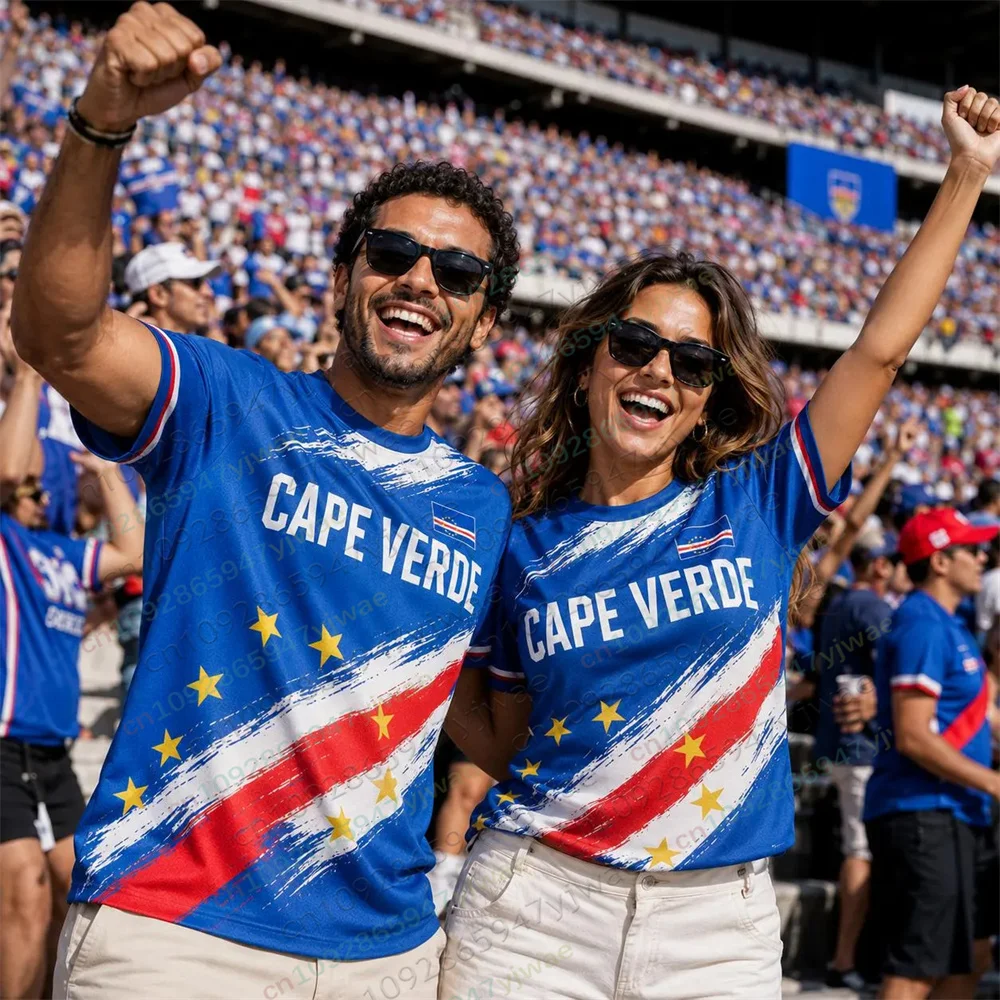 Camiseta de Fútbol de Cabo Verde para Fanáticos del Fútbol, Unisex, para el Día del Partido, Transpirable, de Secado Rápido, Ropa Deportiva de Verano, Camisetas para Hombre