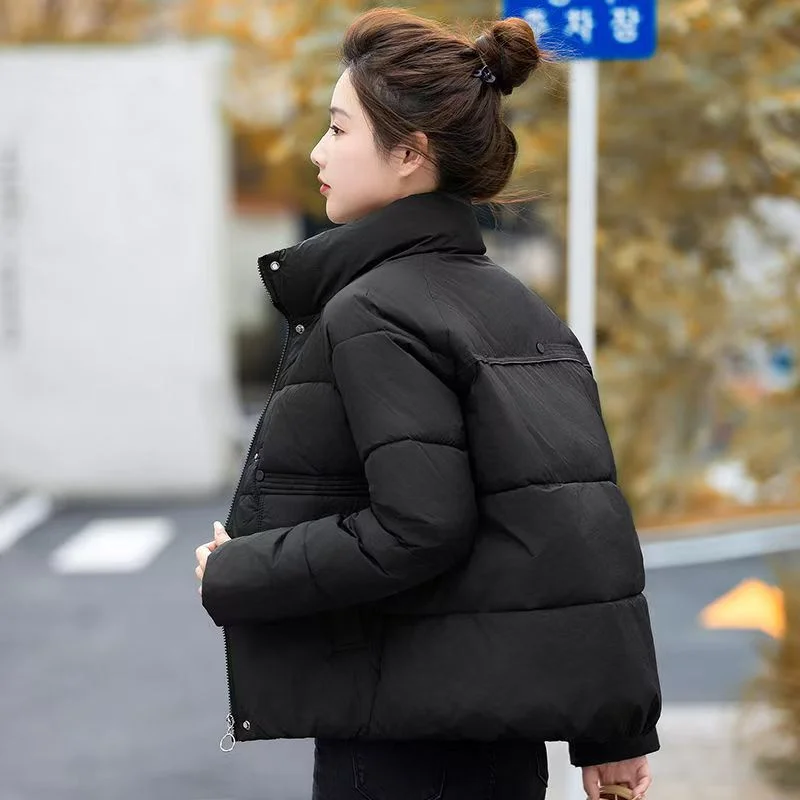 2024 Women's Short Autumn Winter Fashion Down Cotton-padded Coat Korean Stand Collar Thick Warm Joker Little Cotton-padded Coat