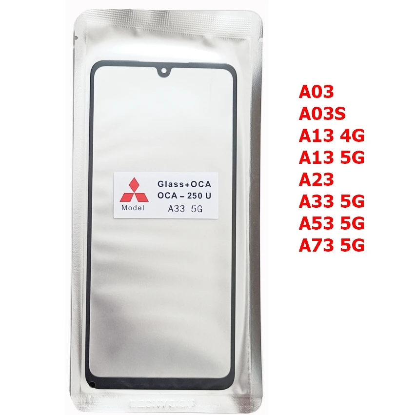 10Pcs For Samsung Galaxy A03 Core A03S A13 A23 A33 A53 A73 5G S10E S20 FE S21 Plus S22 LCD Front Touch Lens Glass + OCA Glue