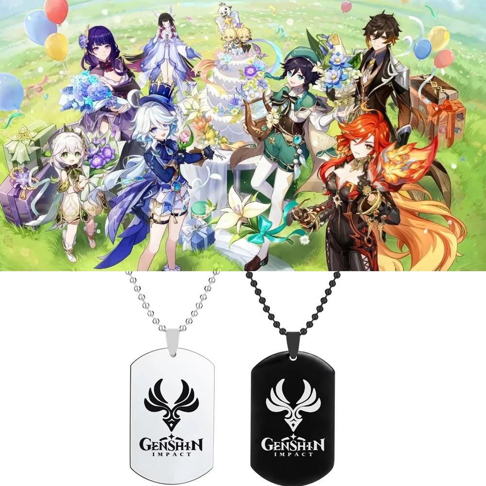 Fashion Genshin Impact Necklace For Man Punk Anime Cartoon Tartaglia Necklace Jewelry Accessories For Fans Gifts