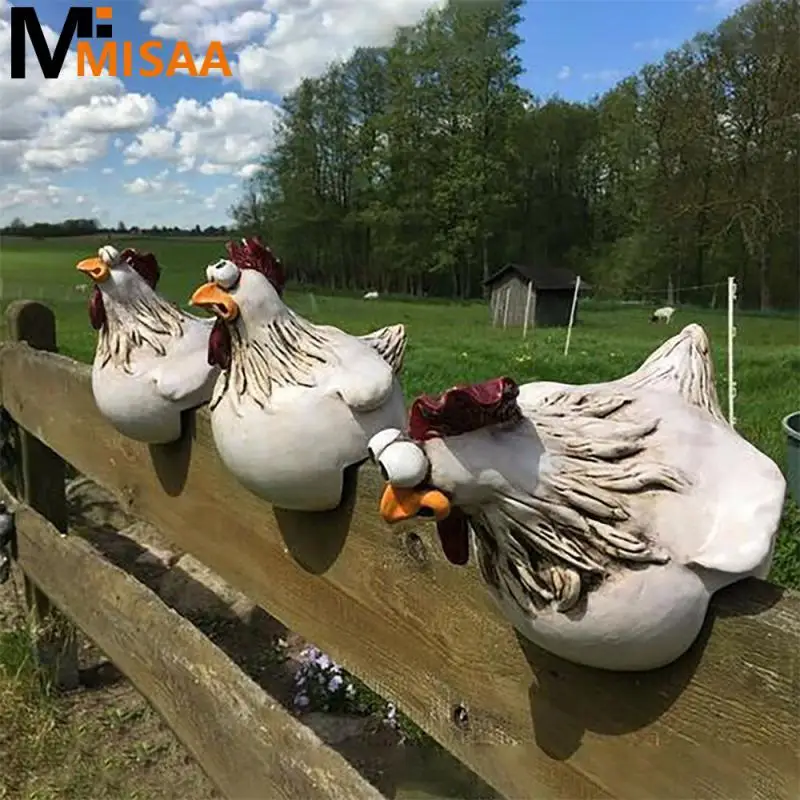 Spoof Cock Ornaments Animal Modeling Resin Cartoon Funny Farm Yard Decorations Funny Fence Decoration Courtyard Decoration Home