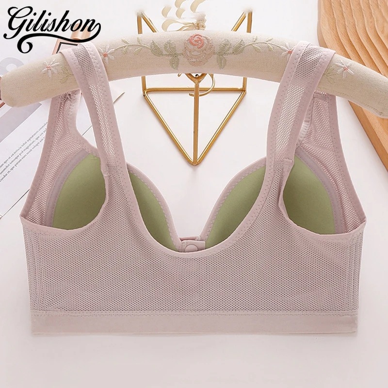 Sutiã de fechamento frontal de algodão macio para mulheres, Lingerie de seção fina, Roupa interior confortável, Sem sutiã de aço, Tank Top Bralette,