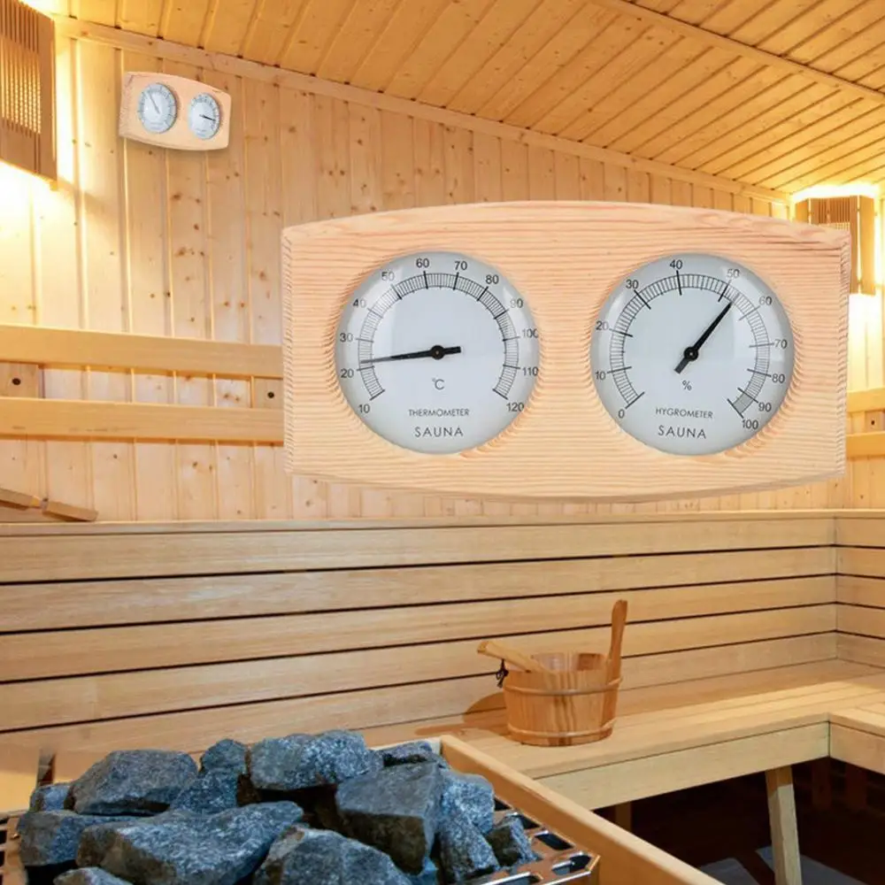 2 in 1 Sauna Room Wooden Thermometer Hygrometer Steam Temperature Humidity Meter