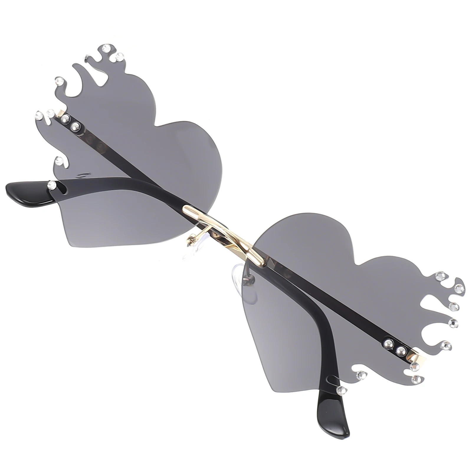 

Heart Shaped Sunglasses Flame Glasses Party Accessory Decorative Rimless Fire Costume Prop Funny Grey