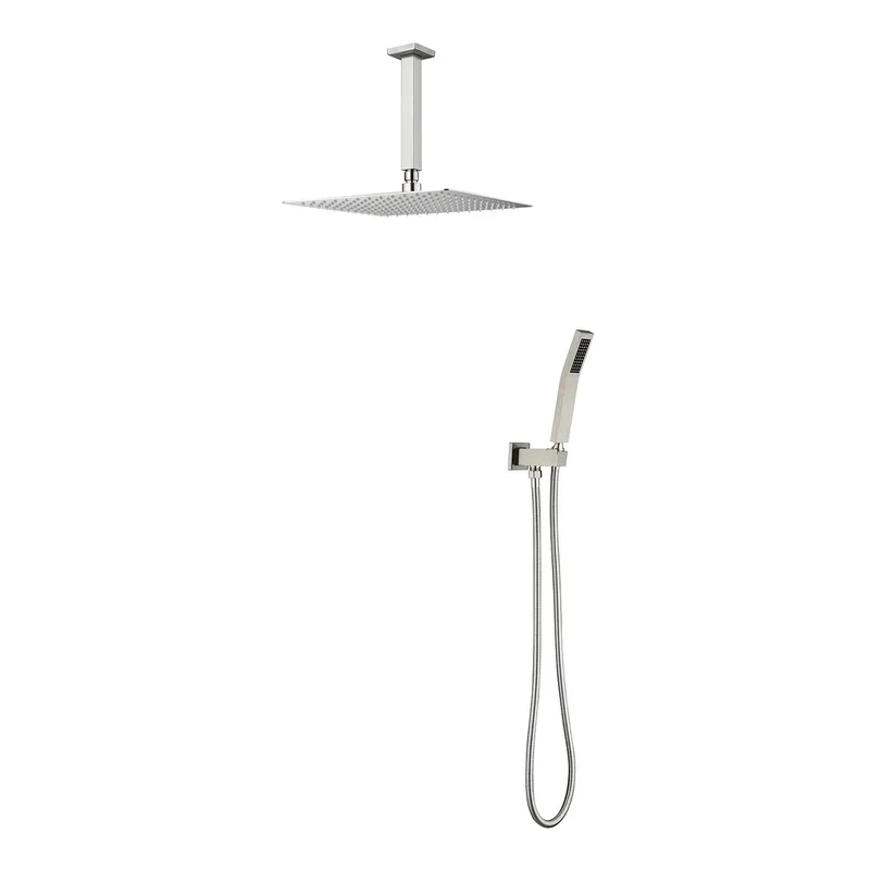 

10-Inch Square Rain Shower Head with Handheld Combo, No Valve