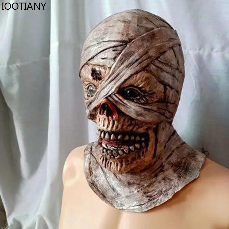 تأثيري هالوين حفلة الرعب غيبوبة المومياء تأثيري اللاتكس قناع الدموي الاشمئزاز الفاسد الوجه أقنعة الرعب حفلة تنكرية مخيف رئيس C