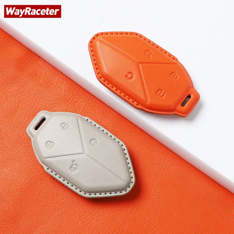 Funda de cuero de piel de cabra para llave de coche, funda para BYD Leopard 8 2025 Off Road Fang Cheng Bao 5 Titanium 7 3 2024 2026, accesorios
