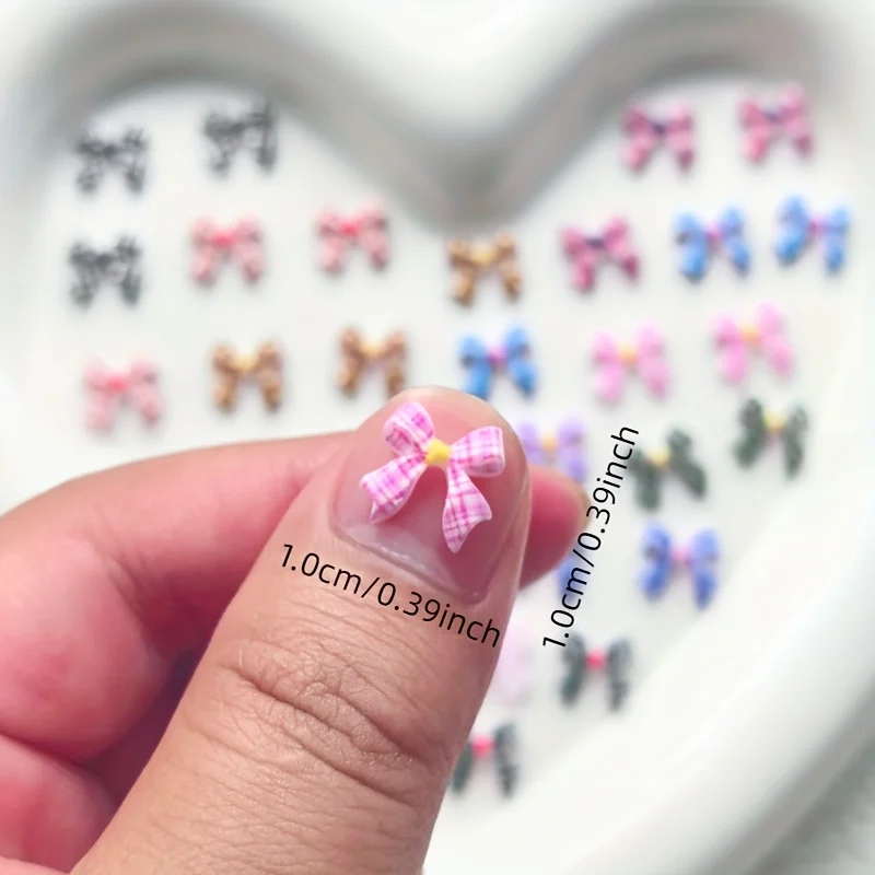 50pcs of Mini Grid Series Ribbon Bows for Decoration - Perfect for Nail Art, Phone Case Resin Embellishments, And Ideal for Jewe