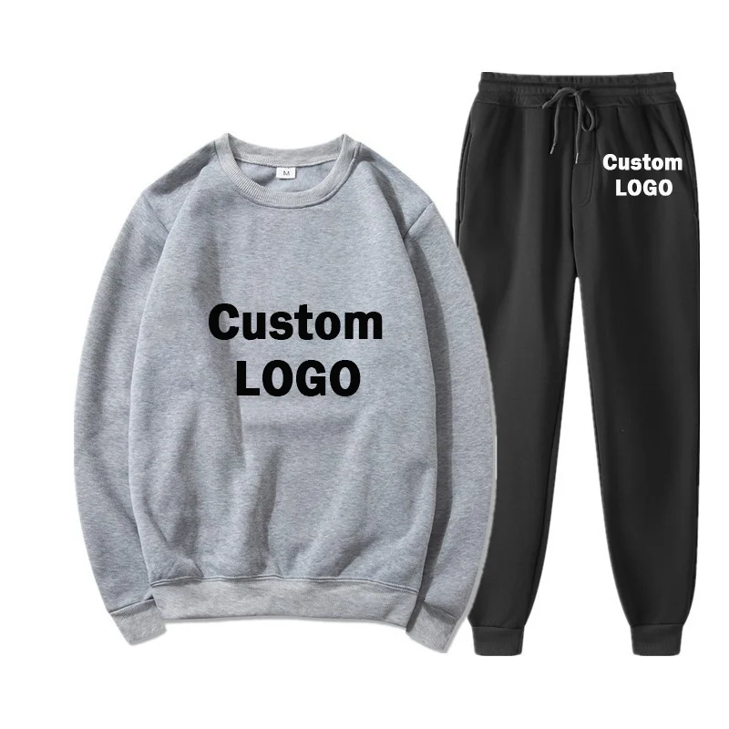 

Custom Your Logo Men's Women's Autumn 2Pices Hoodie + Pants Tracksuit ​Set Fleece Warm Sportwear Homme Streetwear Suit Clothing