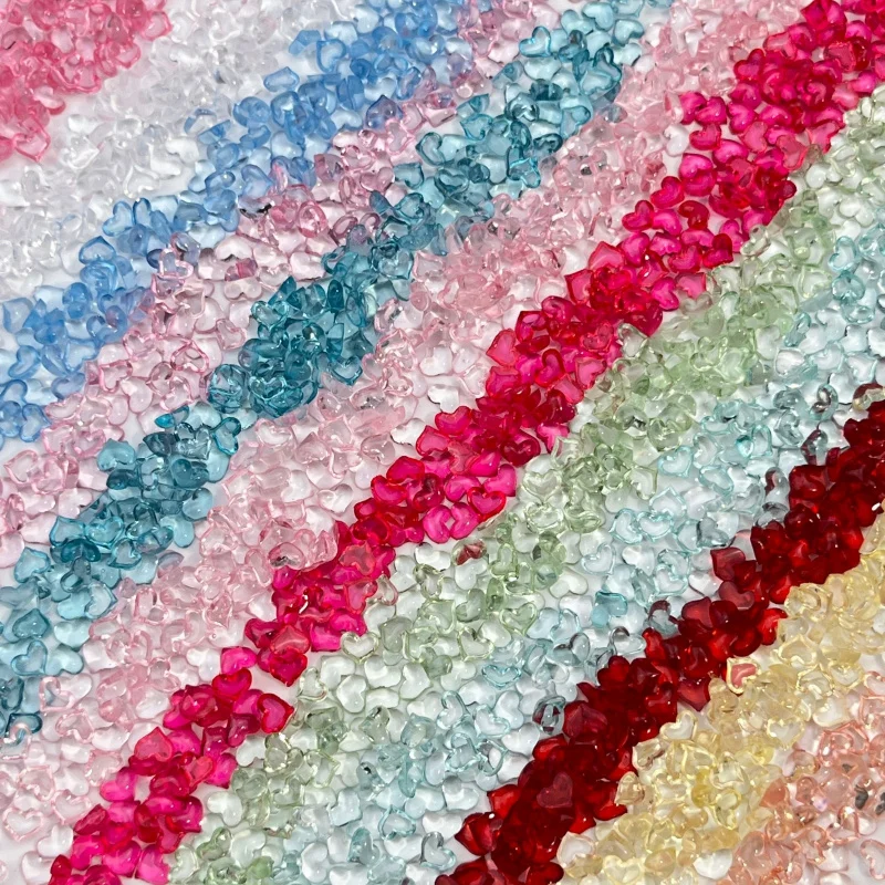 50pcs Trendy Mini Heart Nail Charms Ice Clear Versatile Flat Back Peach Heart Resin Drills Press On Nail Art Decor Accessories