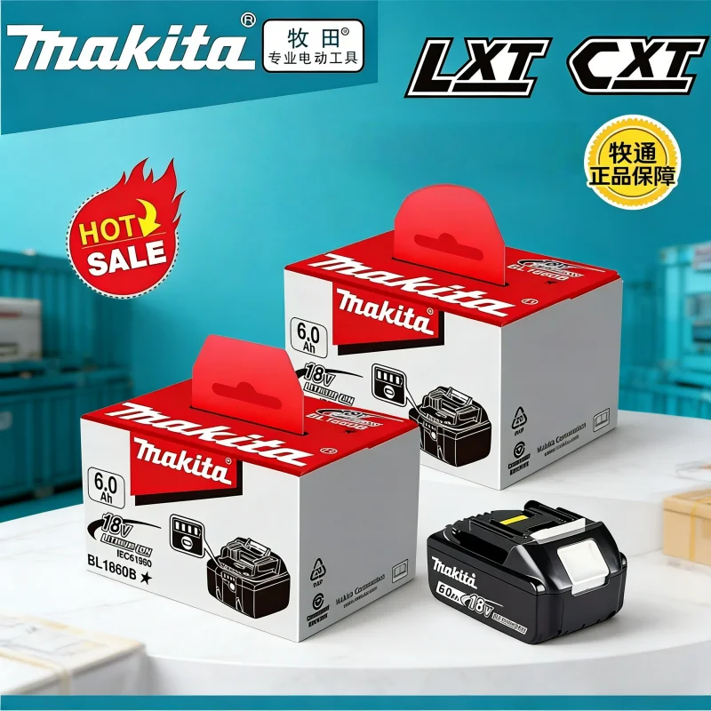 

Makita 18V 6.0Ah Rechargeable Battery， LED Power Indicator High Capacity Replacement for BL1860B BL1850B BL1840B LXT Series