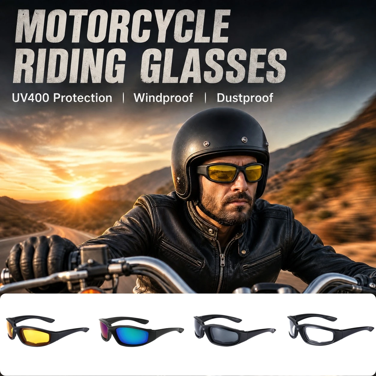 Windproof motorcycle goggles, unisex outdoor UV protection cycling sunglasses, sports protective gear, cycling sports accessorie