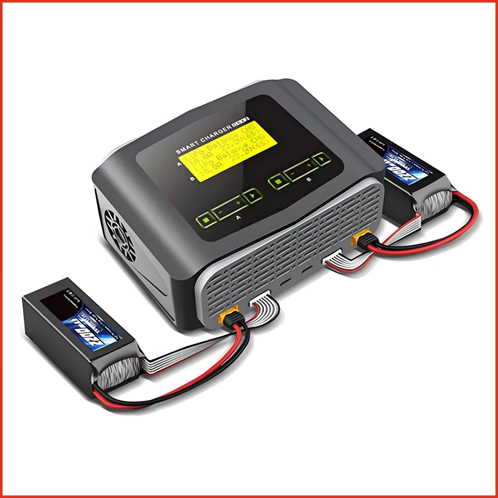 HTRC C6X2 AC/DC 120W*2 Dual Channel LCD Screen Smart Battery Charger/Discharger For RC Lipo/LiFe/Nicd/NiMH Battery