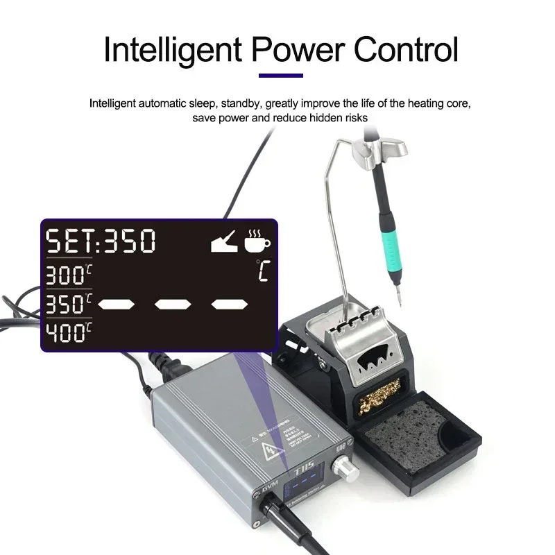 Stazione di saldatura GVM T115 45W saldatore riscaldamento rapido Auto Sleep per riparazione PCB stazione di saldatura a temperatura costante