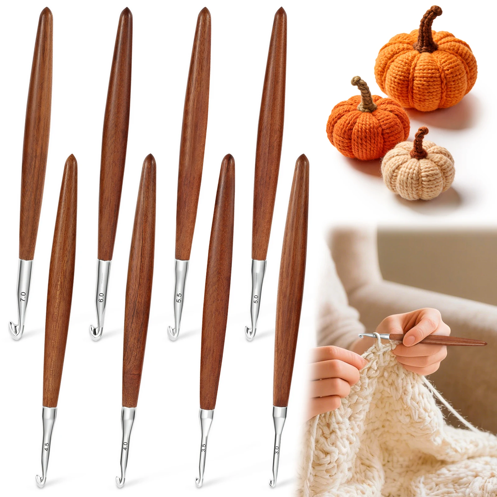 8-teiliges Häkelnadel-Set Aluminium-Häkelnadeln DIY Näh- und Webwerkzeuge Garn-Stricknadeln-Set Häkelnadeln für Anfänger