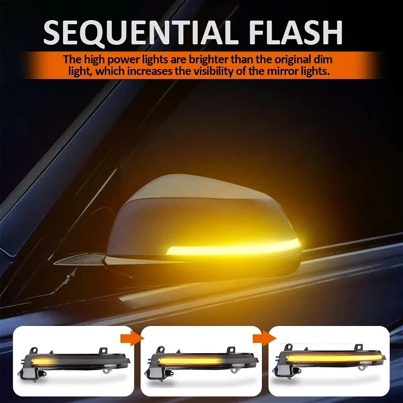 For BMW 1 2 3 4 Series X1 F20 F21 F22 F30 F31 F34 F32 E84 i3 LED Dynamic Turn Signal Light Flowing Water Blinker Flashing Light