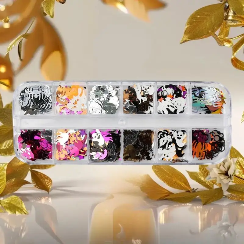 1 Box Halloween Ghost Pumpkin Shape Holographic Festival Glitter Sequins For DIY Making Art Craft Nail Decoration Accessories