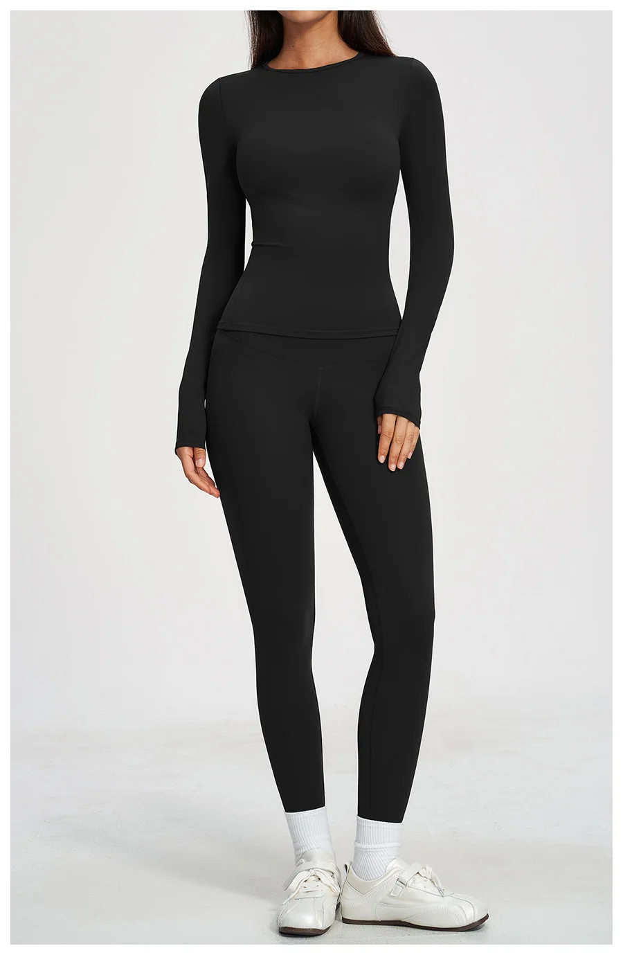 Yoga-Set 2-teilig Sportbekleidung Fitnesskleidung Yoga-Anzüge Damen Fitness-Set Trainingsanzüge Sport Langarm Crop Top Gym High Waist Leggings – Detail 30