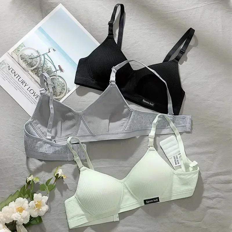 Lingerie Gathered Bras Women V Cup Push Comfort Bralette Wireless Underwear Seamleass Bra AB For Brassiere Up Cotton