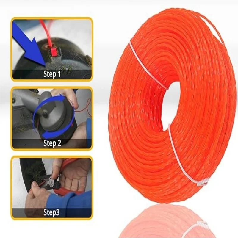 Replacement Nylon Trimmer Line Spool 2.4mm/3mm 15M Wrapped Grass Cutting Wire Lawn Mower Trimmer Replacement Accessory