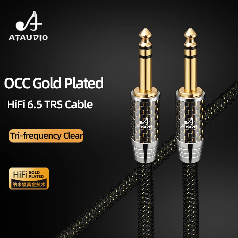 

ATAUDIO HiFi 6.5mm TRS Aux Cable for Guitar Amplifie Hi-end OCC Gold-plated 6.35mm 1/4" TRS Stereo Audio Cable